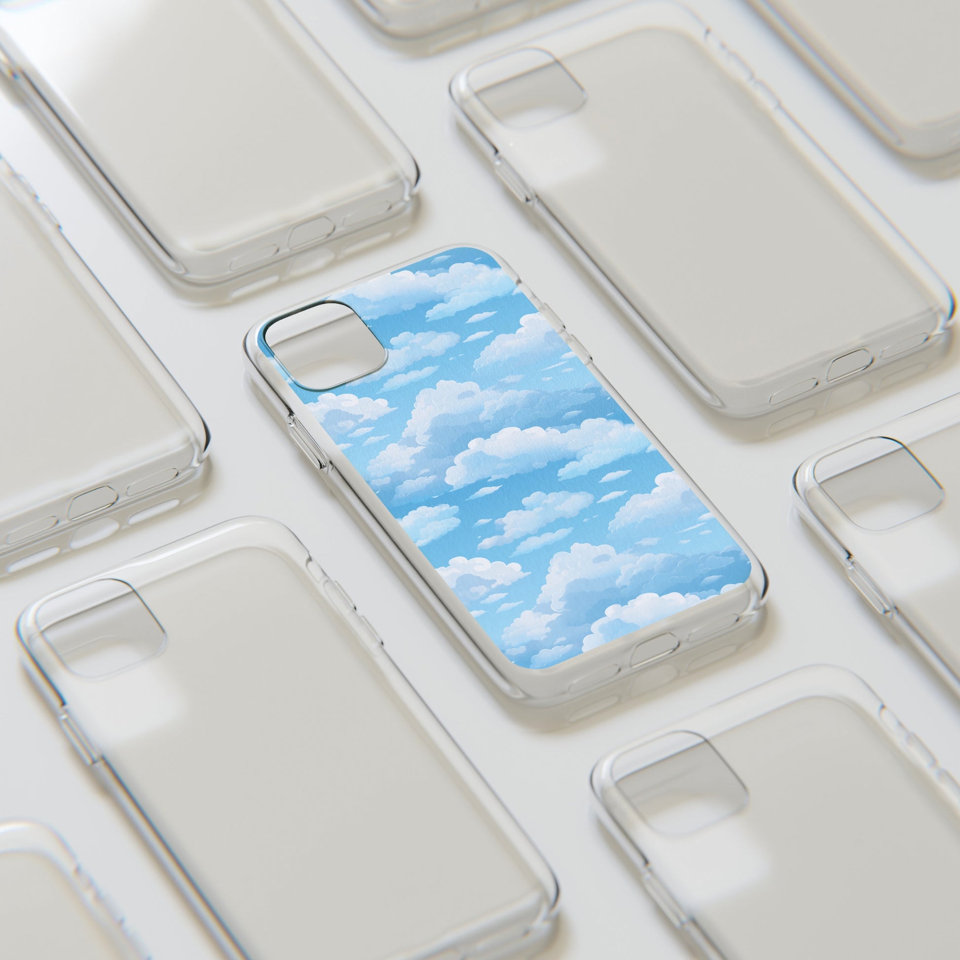 Boundless Azure Horizon - Calm Sky Design Soft Phone Case for IPhone, Samsung, and Google Pixel Phone Case Pattern Symphony   