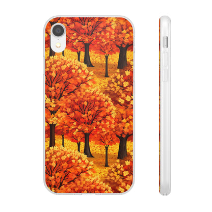 Impasto-Style Woodlands: High-Contrast Autumn Foliage - Flexible Phone Case