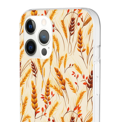 Golden Harvest: An Autumn Collage of Wheat and Berries - Flexible Phone Case