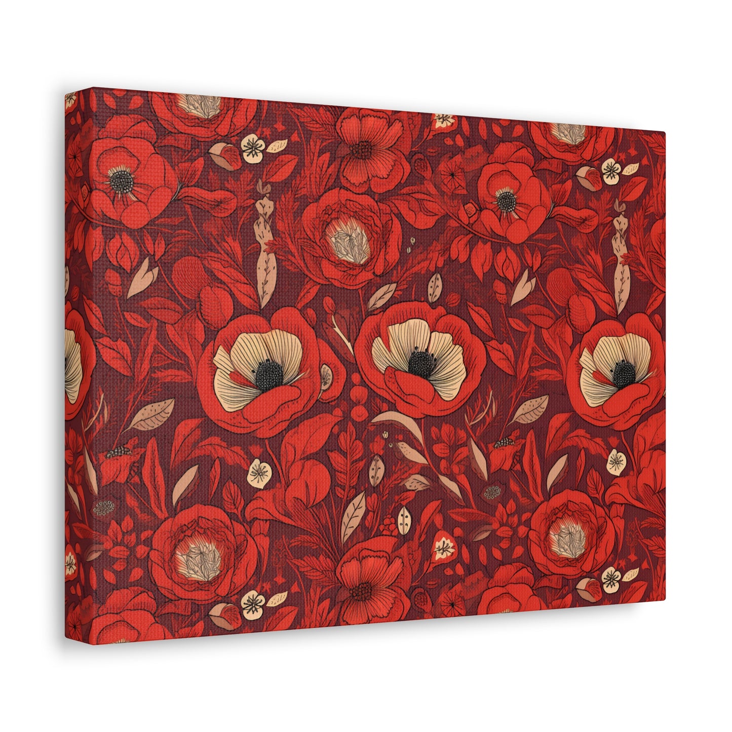 Radiant Spring Blossoms - Vibrant Red Floral Design - Wall Art Canvas