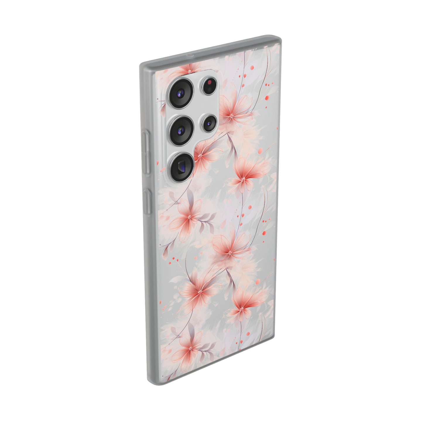 Whispering Petals: Subtle Grey & Pastel Red Gradient Phone Case