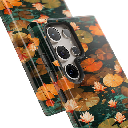 Orange Lotus Whisper: Autumn on the Water - Tough Phone Case