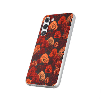 Crimson Forest: Autumn Trees in Vibrant Detail - Flexible Phone Case