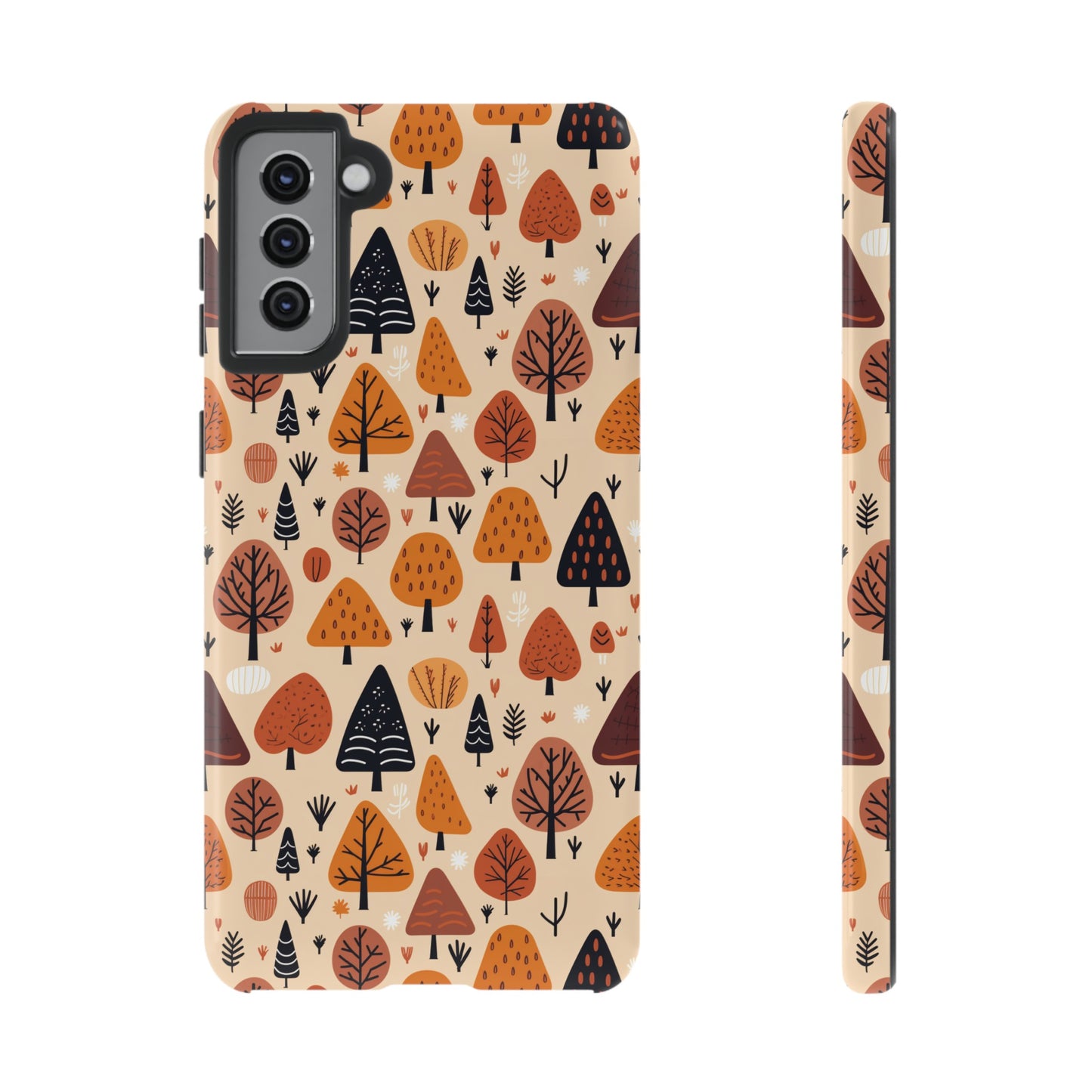 Terracotta Tree Tapestry: A Playful Autumn Mosaic - Tough Phone Case