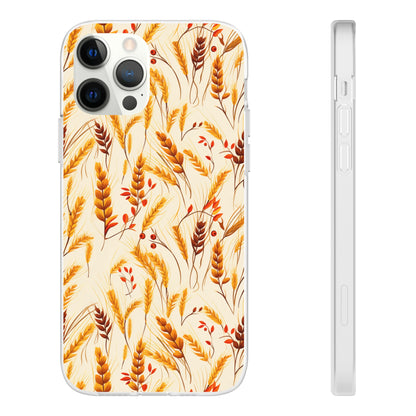 Golden Harvest: An Autumn Collage of Wheat and Berries - Flexible Phone Case