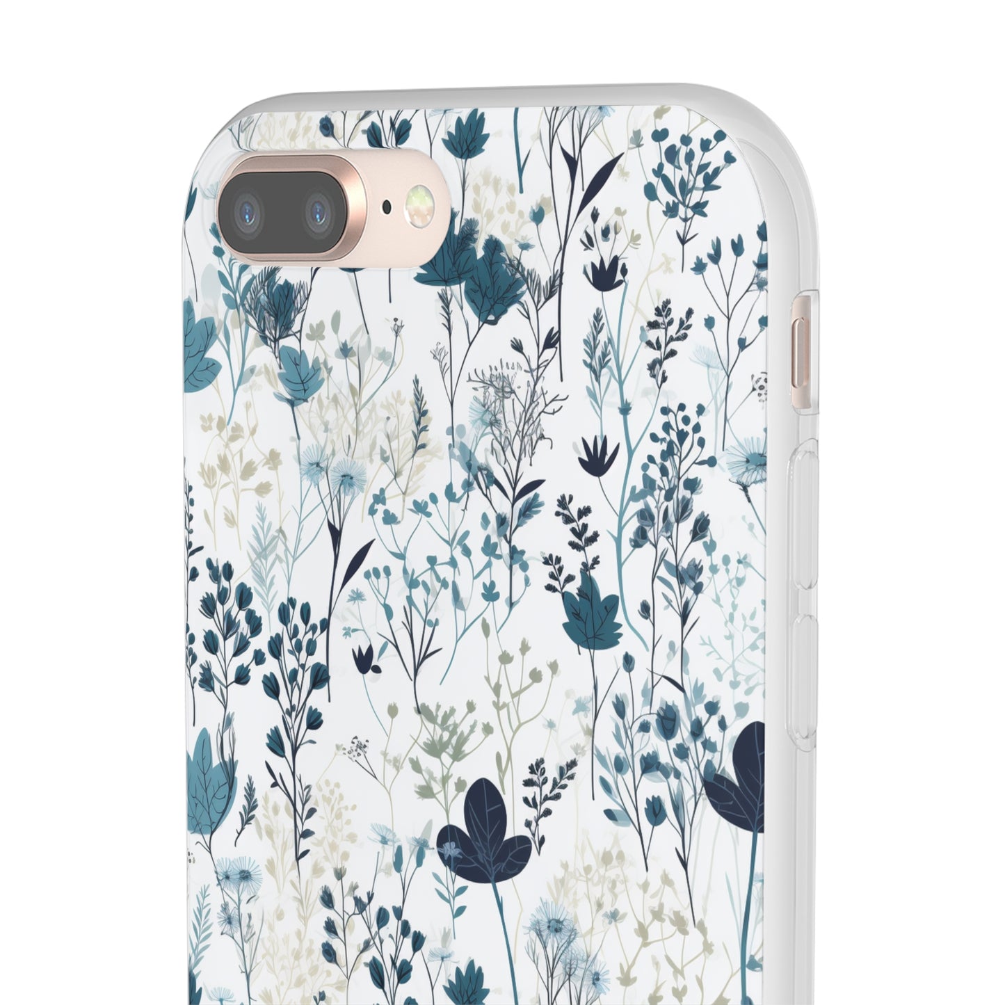 Serene Blue Wildflower Phone Case - Elegant White Background Design - Spring Collection - Flexi Cases Phone Case Pattern Symphony   