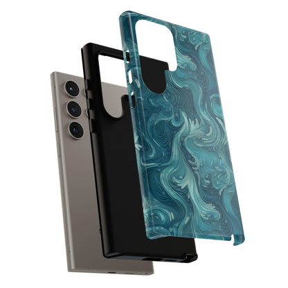 Azure Depths: Layered Blue Topographic Design Tough Phone Case