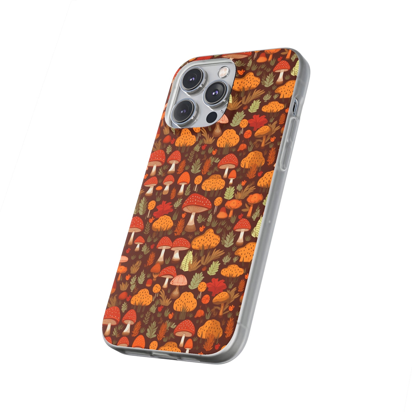 Autumn Spore Wonderland: Enchanting Mushroom and Leaf Designs - Flexible Phone Case