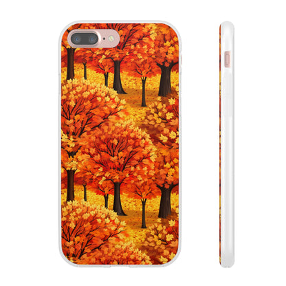 Impasto-Style Woodlands: High-Contrast Autumn Foliage - Flexible Phone Case