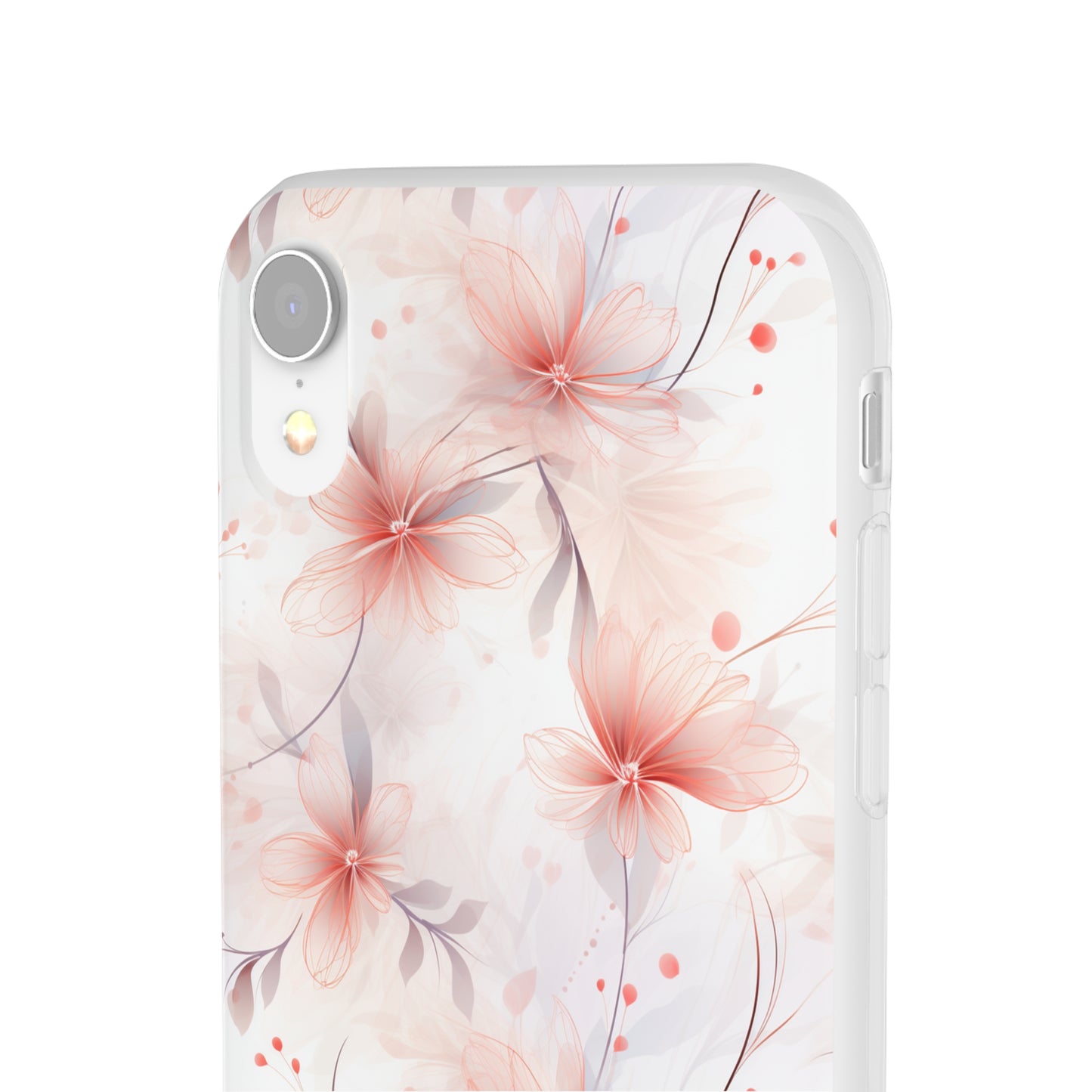 Whispering Petals: Subtle Grey & Pastel Red Gradient Phone Case