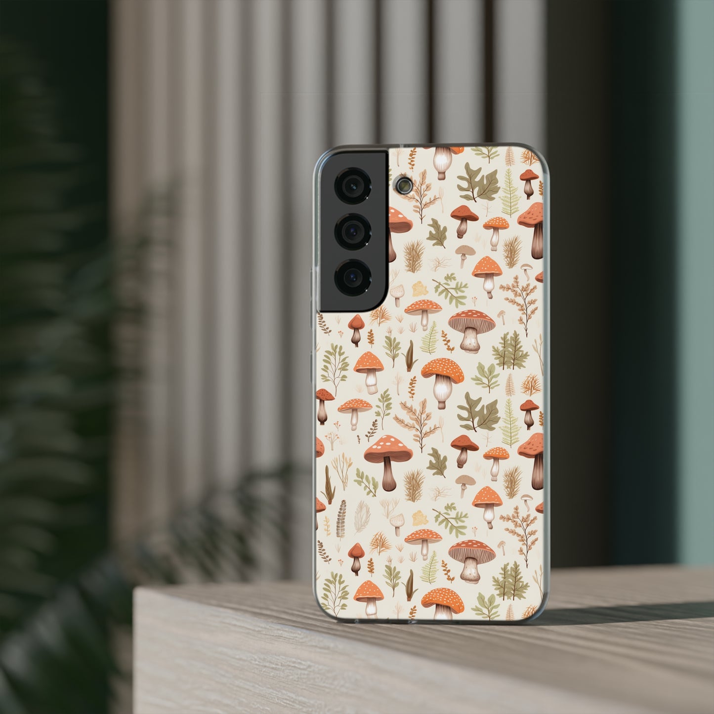 Mushroom Haven - Autumnal Tones Botanical illustration - Flexible Phone Case