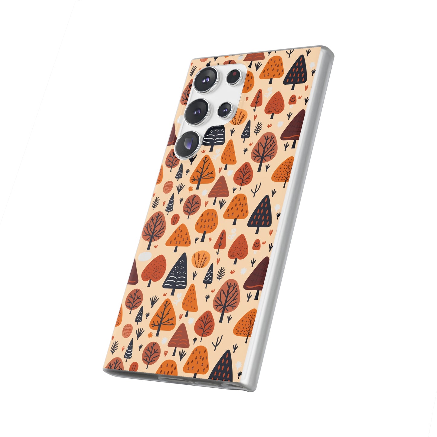 Terracotta Tree Tapestry: A Playful Autumn Mosaic - Flexible Phone Case