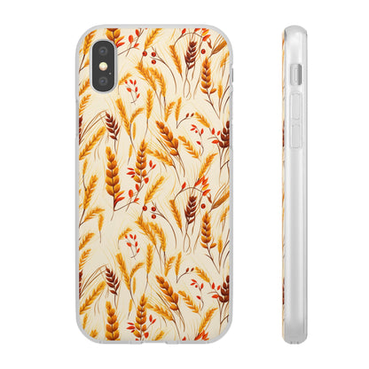 Golden Harvest: An Autumn Collage of Wheat and Berries - Flexible Phone Case