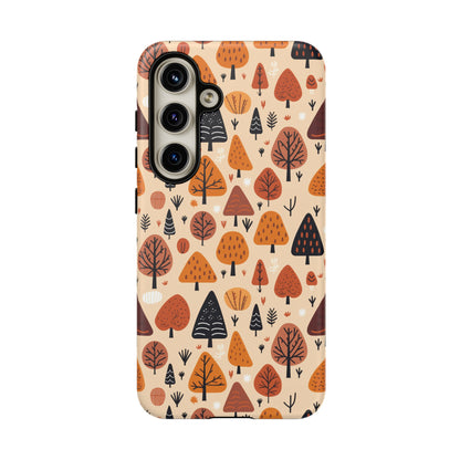 Terracotta Tree Tapestry: A Playful Autumn Mosaic - Tough Phone Case