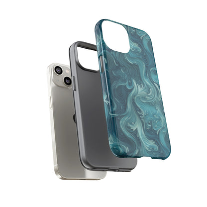 Azure Depths: Layered Blue Topographic Design Tough Phone Case