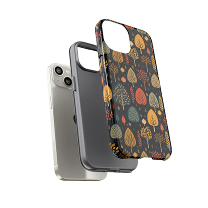 Mid-Century Mosaic: Dappled Leaves and Folk Imagery - Tough Phone Case