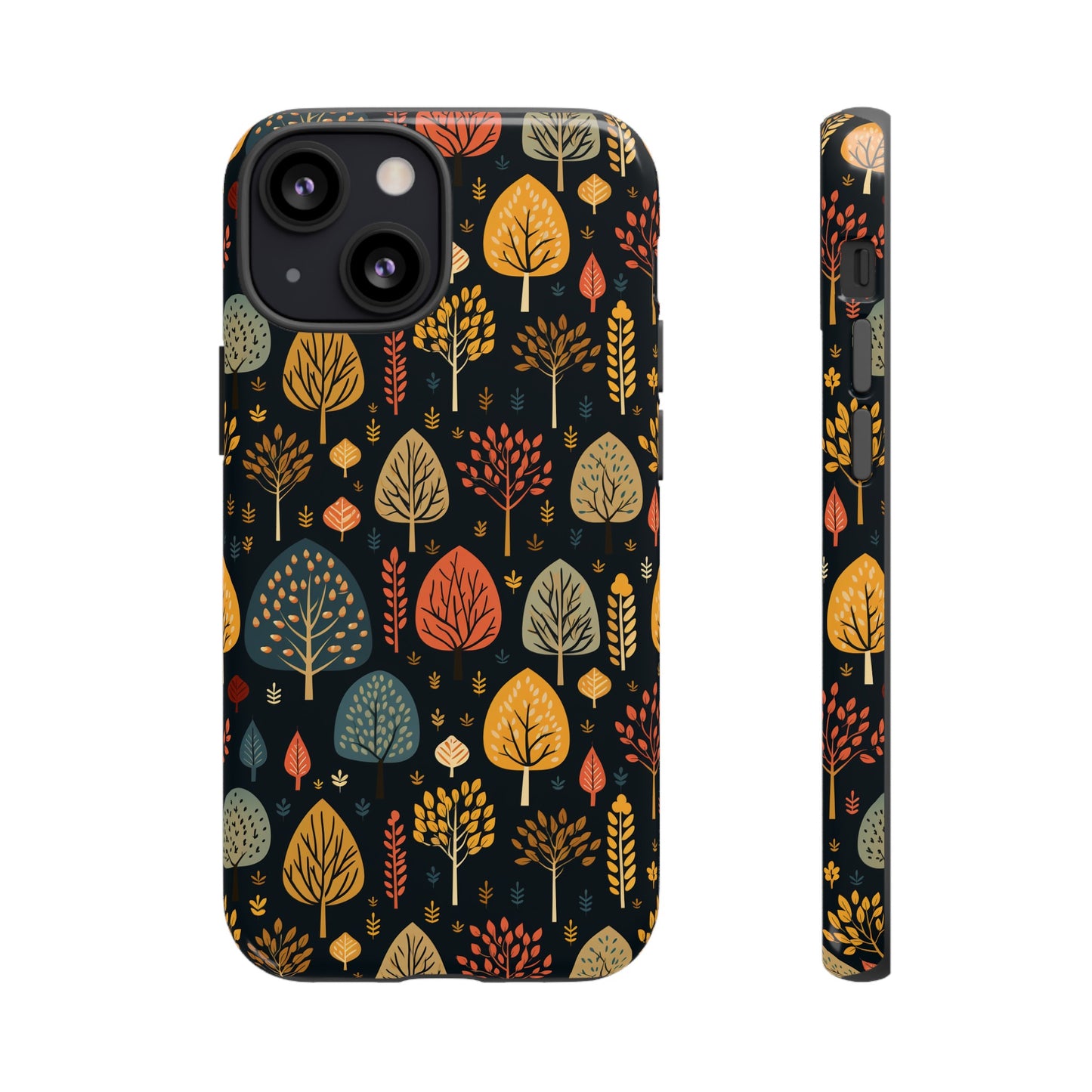 Mid-Century Mosaic: Dappled Leaves and Folk Imagery - Tough Phone Case