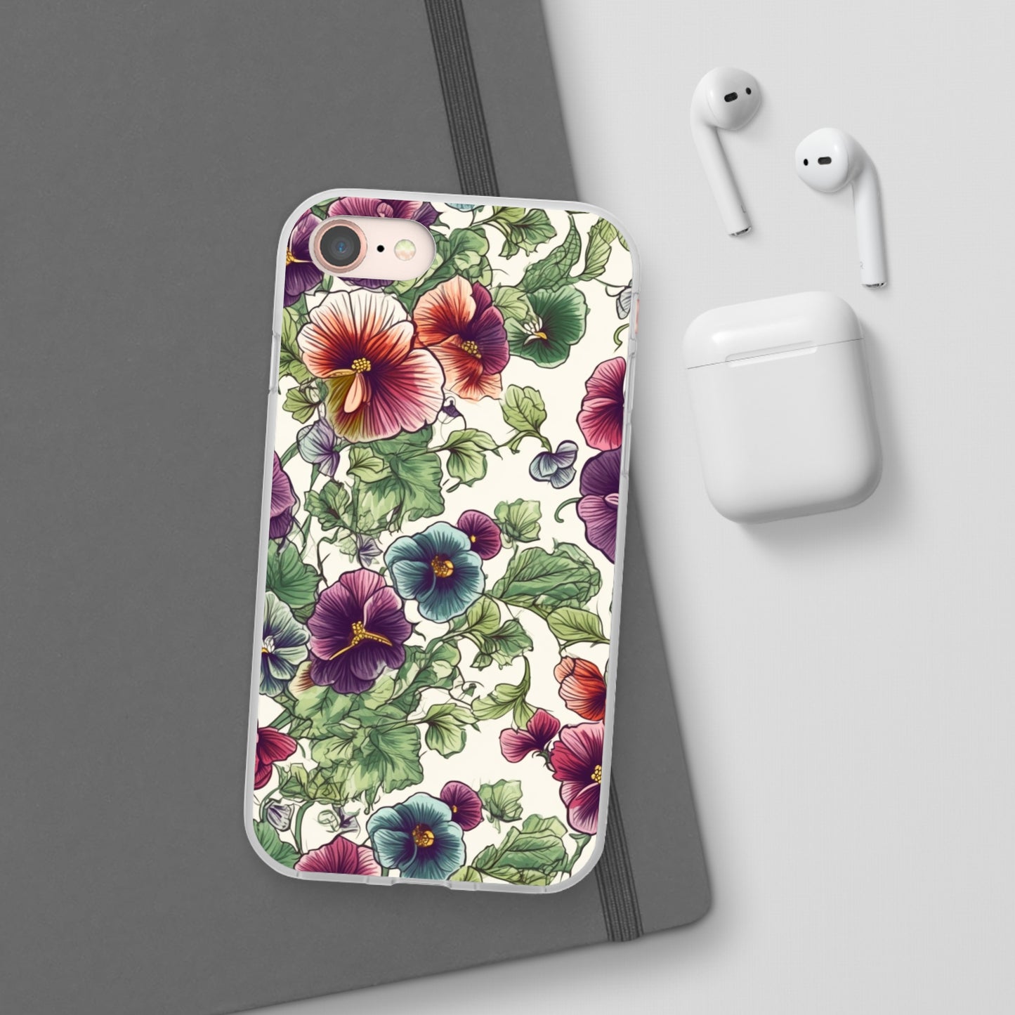 Watercolour Pansy Phone Case - Delicate Floral Elegance - Spring Collection - Flexi Cases Phone Case Pattern Symphony iPhone 8 with gift packaging  