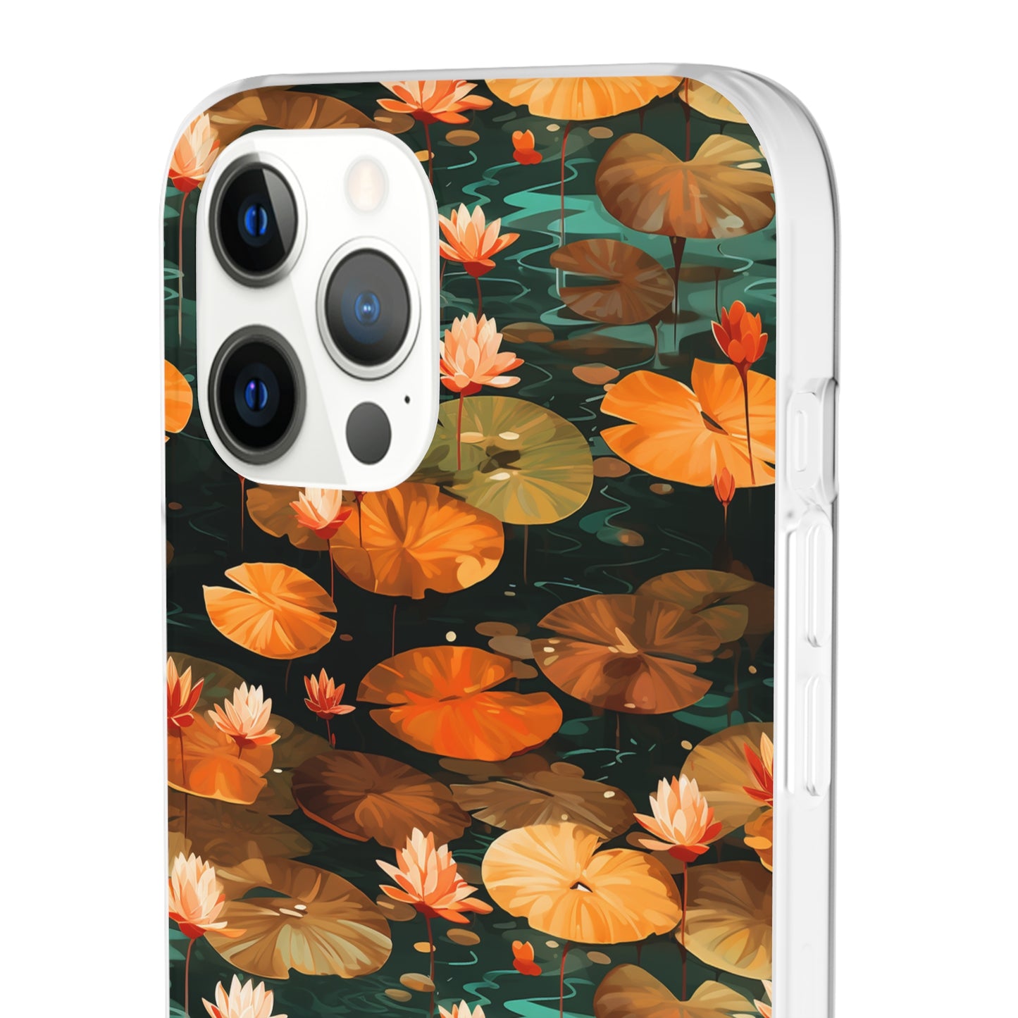 Orange Lotus Whisper: Autumn on the Water - Flexible Phone Case