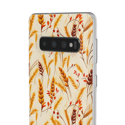 Golden Harvest: An Autumn Collage of Wheat and Berries - Flexible Phone Case