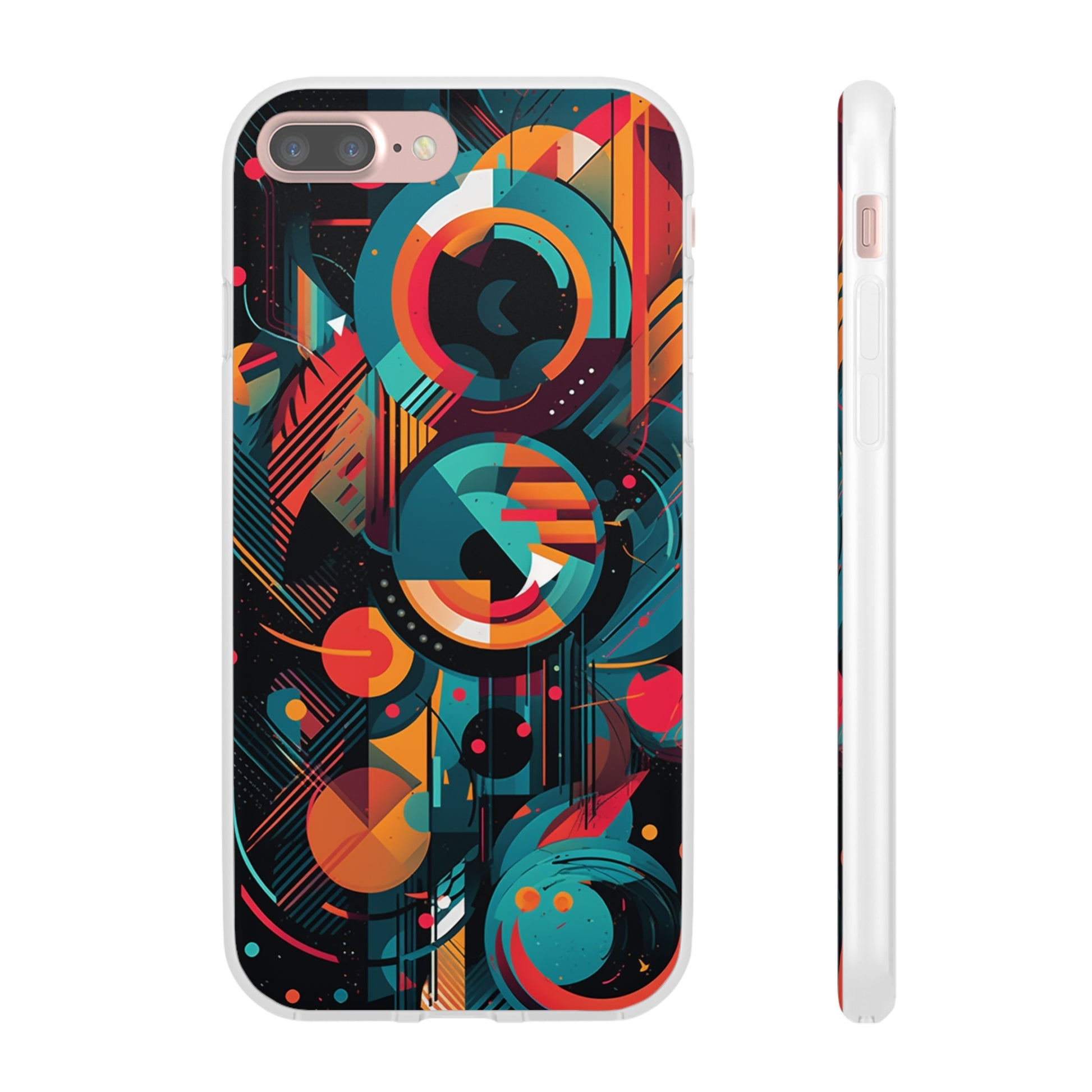 Vibrant Geometric Fusion Phone Case - Bold Squares & Circles Design - Flexi Cases Phone Case Pattern Symphony   