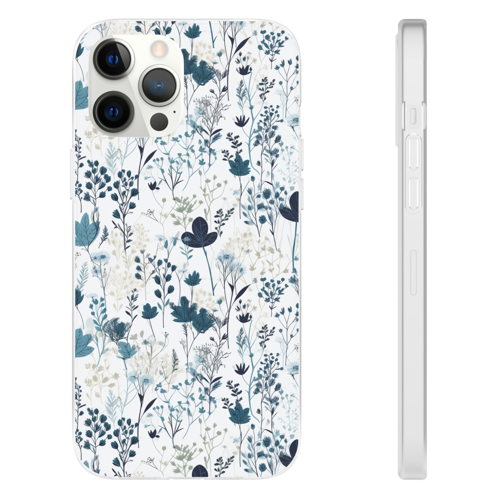 Serene Blue Wildflower Phone Case - Elegant White Background Design - Spring Collection - Flexi Cases Phone Case Pattern Symphony   