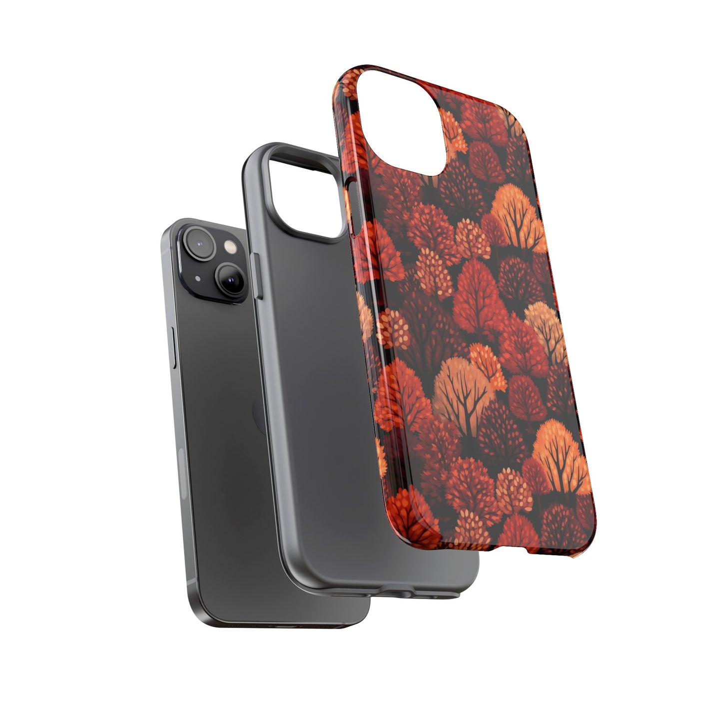 Crimson Forest: Autumn Trees in Vibrant Detail - Tough Phone Case