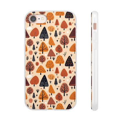 Terracotta Tree Tapestry: A Playful Autumn Mosaic - Flexible Phone Case