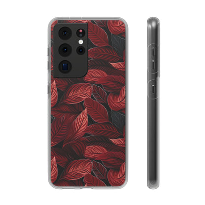 Scarlet Whispers: Lush Autumn Colours in Botanical Bliss - Flexible Phone Case