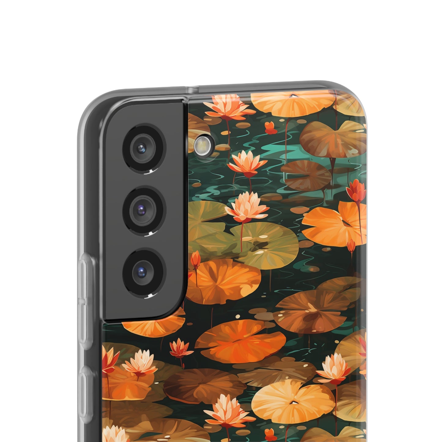 Orange Lotus Whisper: Autumn on the Water - Flexible Phone Case