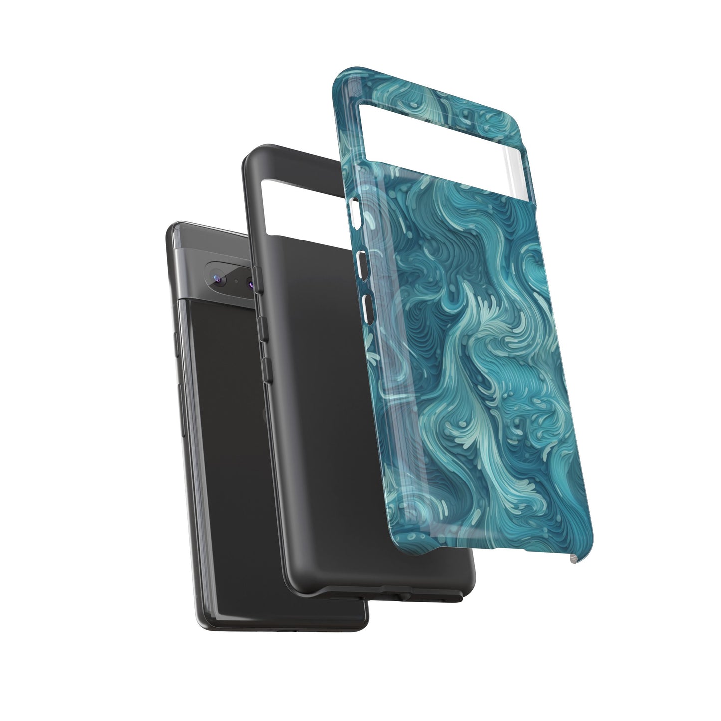 Azure Depths: Layered Blue Topographic Design Tough Phone Case