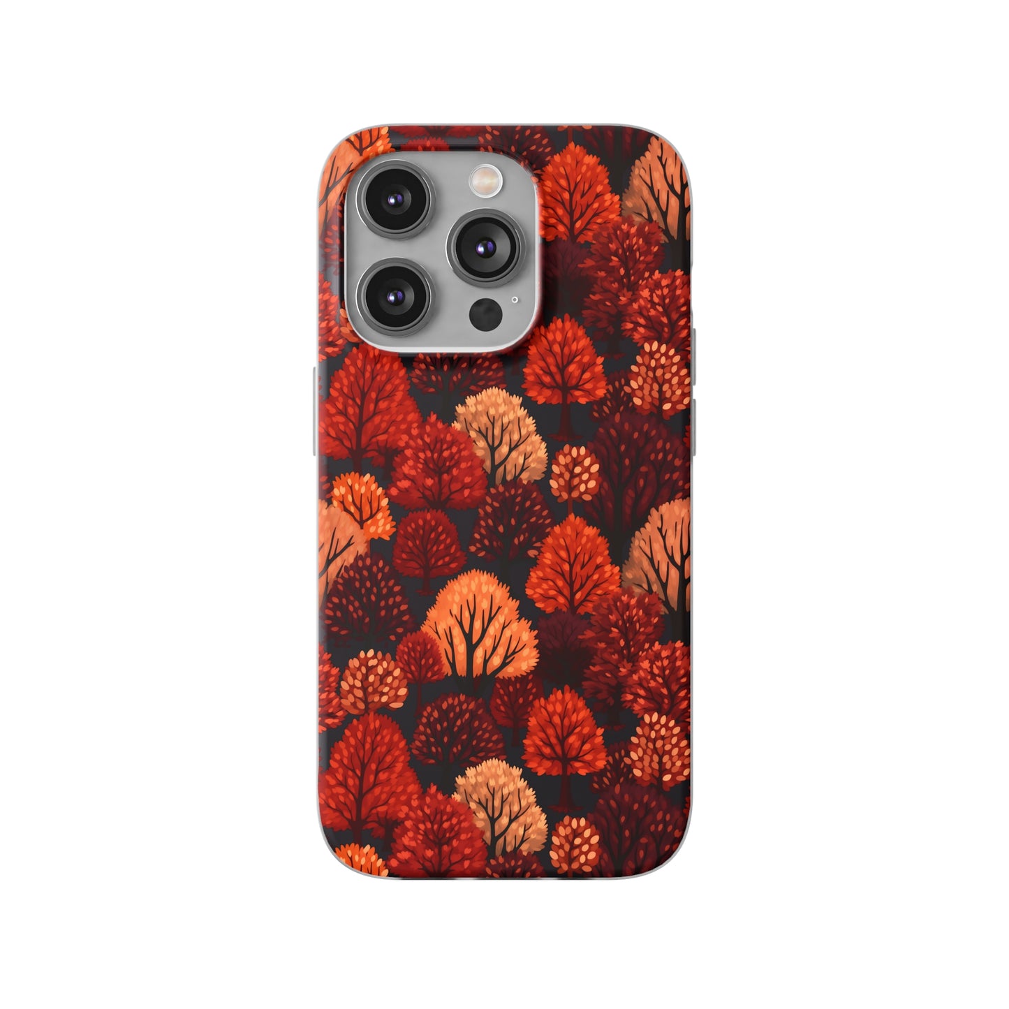 Crimson Forest: Autumn Trees in Vibrant Detail - Flexible Phone Case