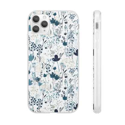 Serene Blue Wildflower Phone Case - Elegant White Background Design - Spring Collection - Flexi Cases Phone Case Pattern Symphony   