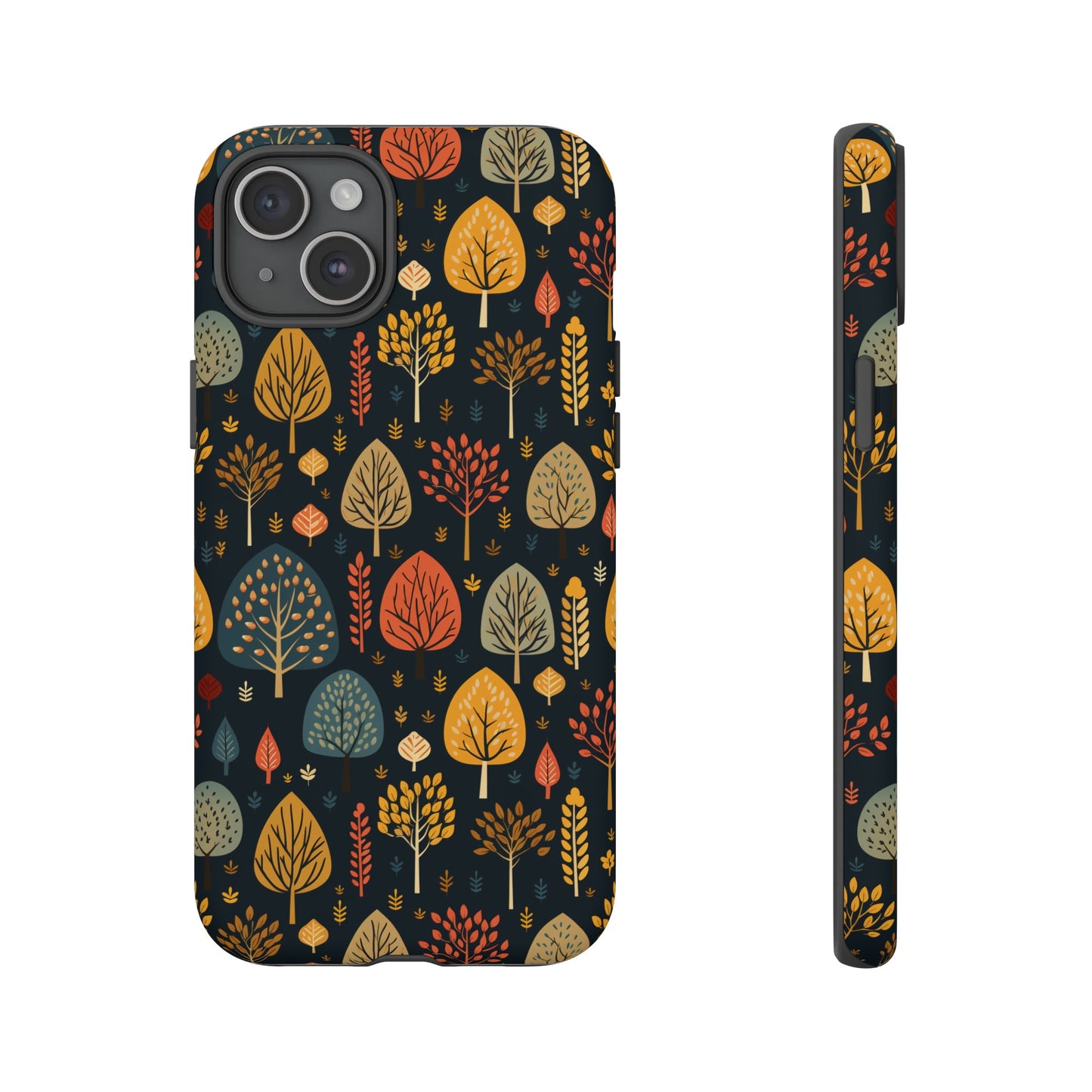 Mid-Century Mosaic: Dappled Leaves and Folk Imagery - Tough Phone Case