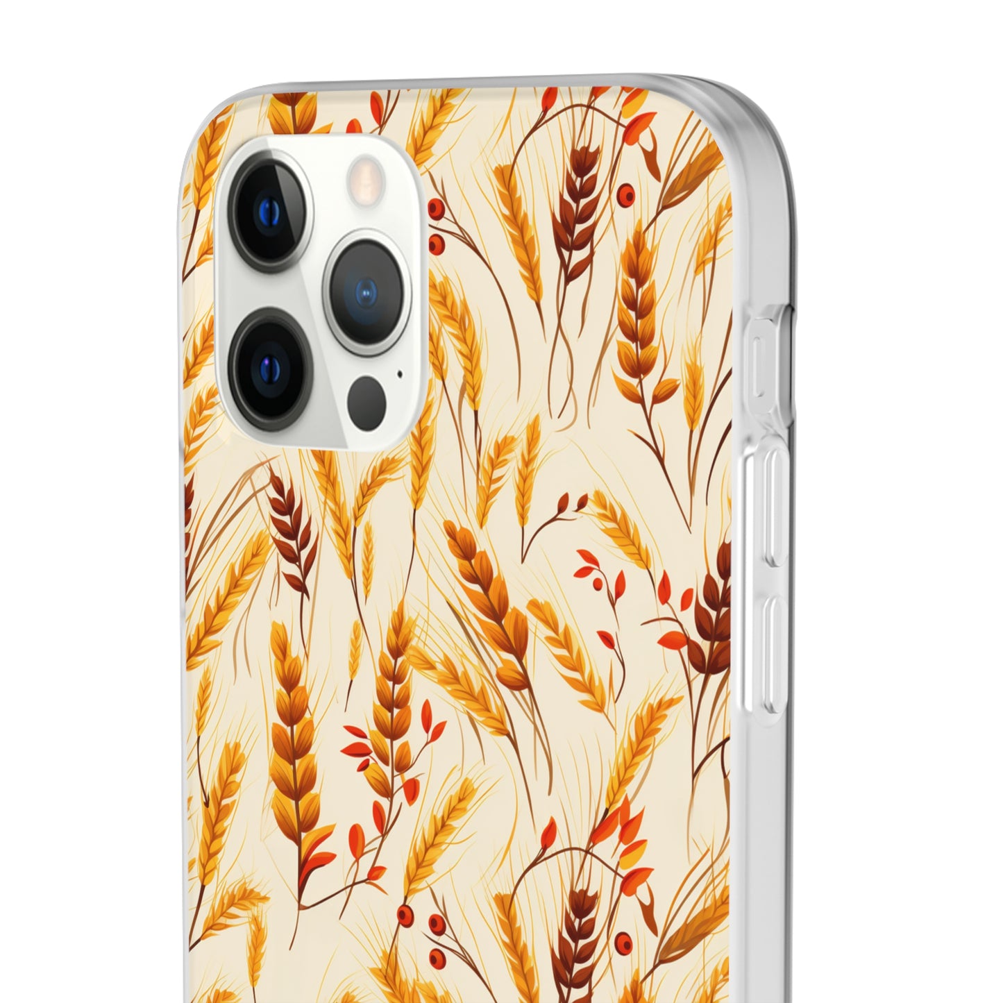 Golden Harvest: An Autumn Collage of Wheat and Berries - Flexible Phone Case