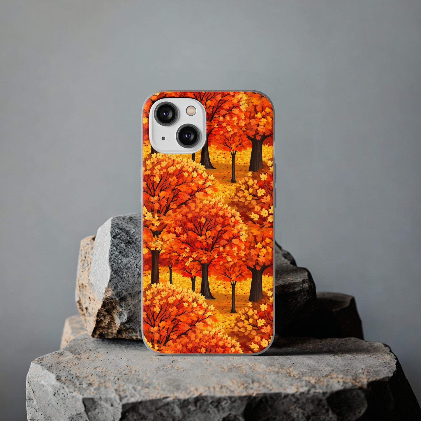 Impasto-Style Woodlands: High-Contrast Autumn Foliage - Flexible Phone Case