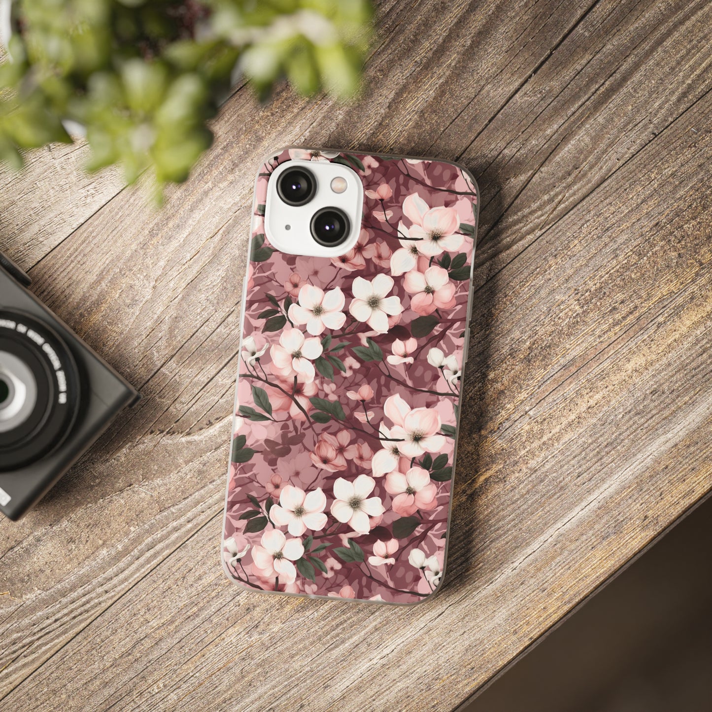 Sparse Dogwood Blossom Phone Case - Elegant Floral Design for Your Smartphone - Flexi Cases Phone Case Pattern Symphony iPhone 14 with gift packaging  