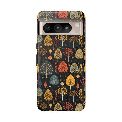 Mid-Century Mosaic: Dappled Leaves and Folk Imagery - Tough Phone Case