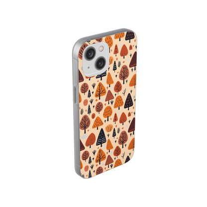 Terracotta Tree Tapestry: A Playful Autumn Mosaic - Flexible Phone Case