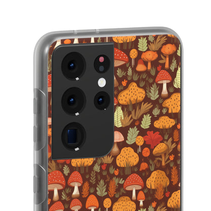 Autumn Spore Wonderland: Enchanting Mushroom and Leaf Designs - Flexible Phone Case