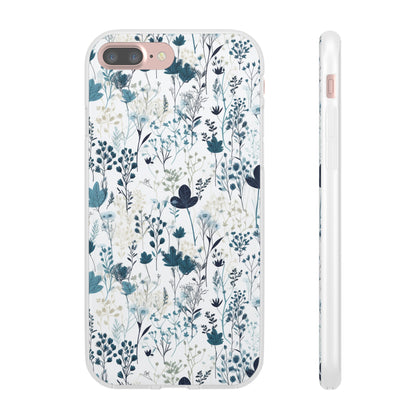 Serene Blue Wildflower Phone Case - Elegant White Background Design - Spring Collection - Flexi Cases Phone Case Pattern Symphony   