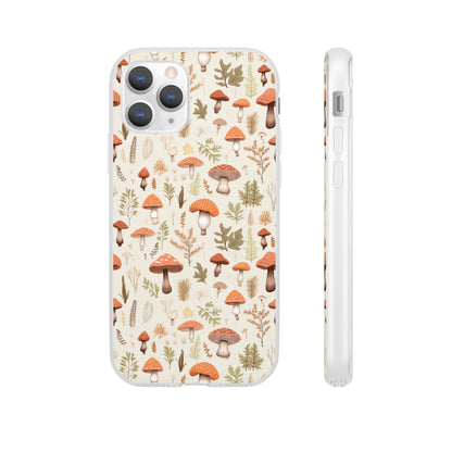 Mushroom Haven - Autumnal Tones Botanical illustration - Flexible Phone Case