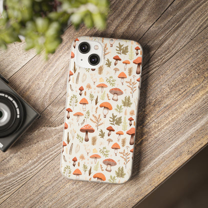 Mushroom Haven - Autumnal Tones Botanical illustration - Flexible Phone Case