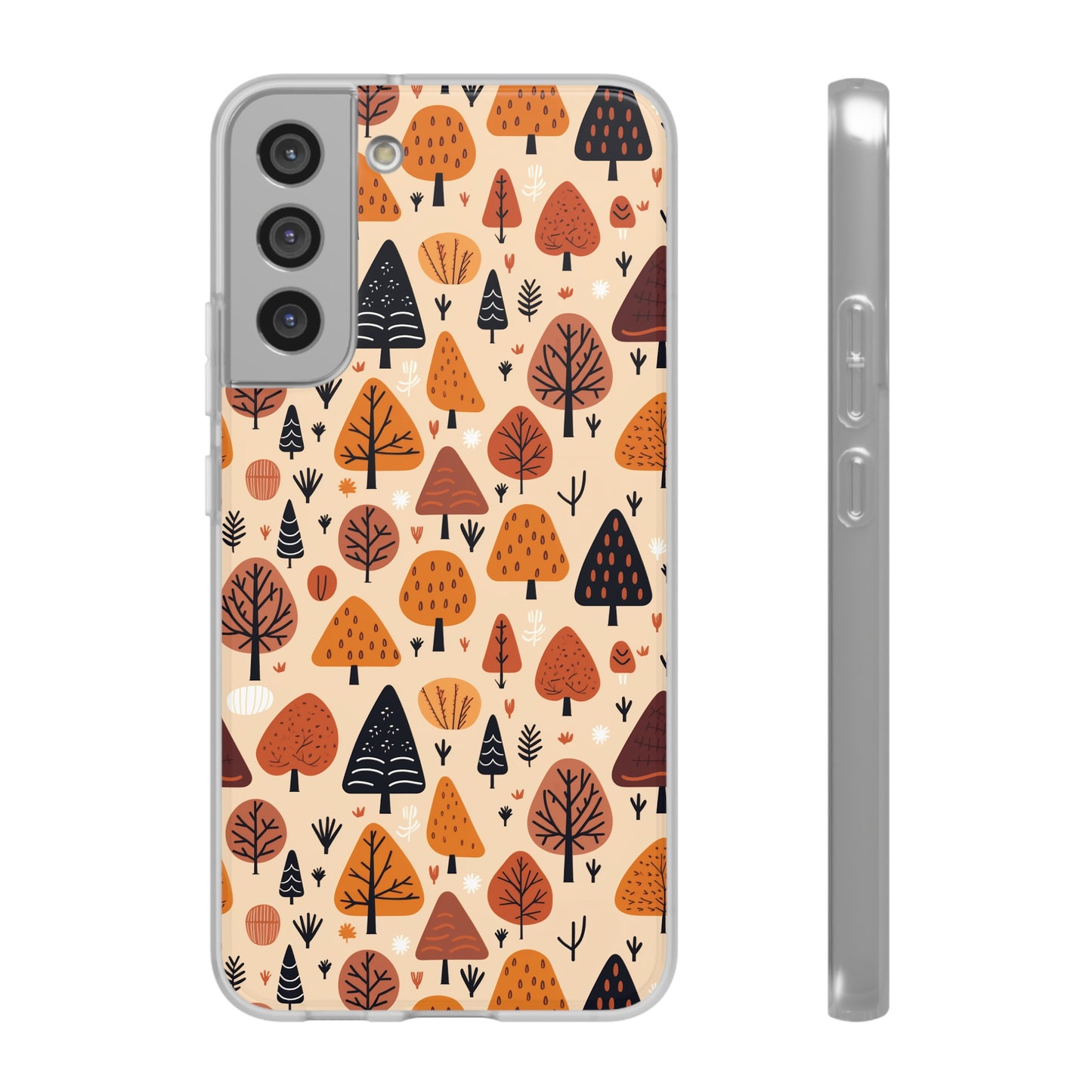 Terracotta Tree Tapestry: A Playful Autumn Mosaic - Flexible Phone Case