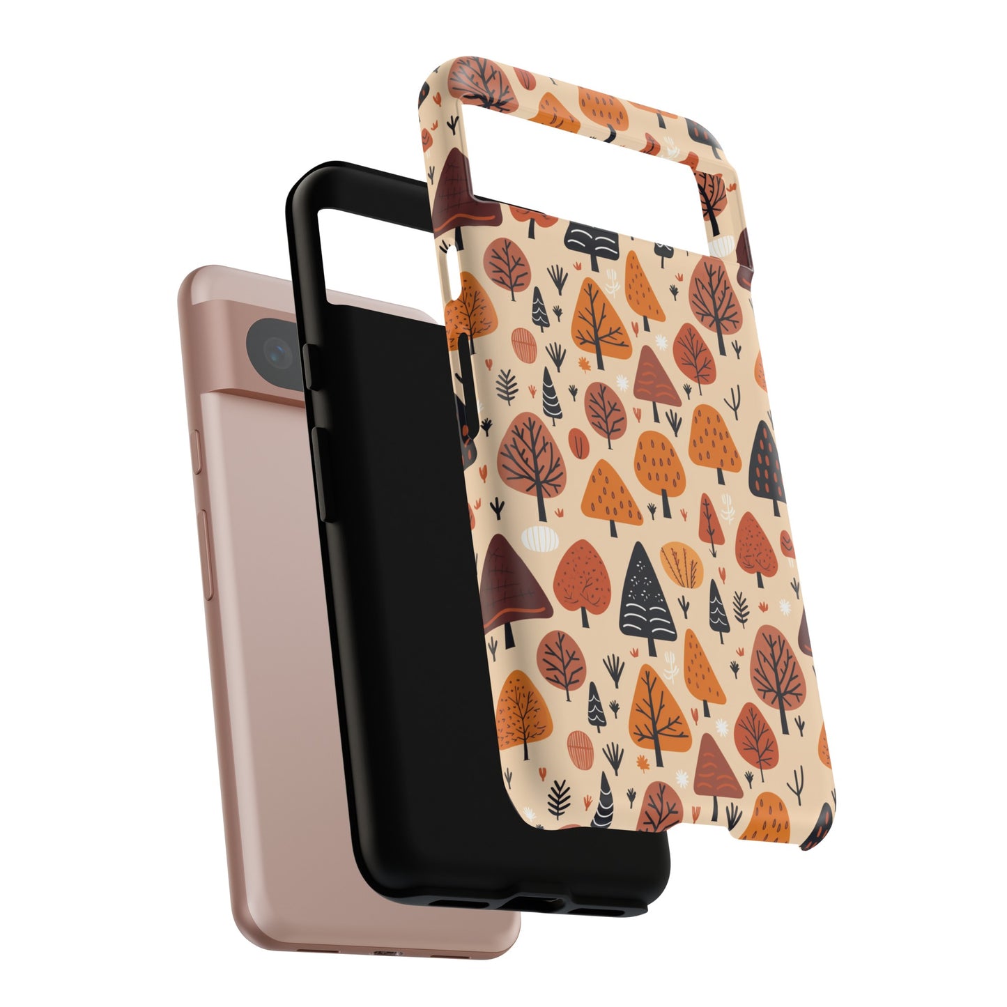 Terracotta Tree Tapestry: A Playful Autumn Mosaic - Tough Phone Case