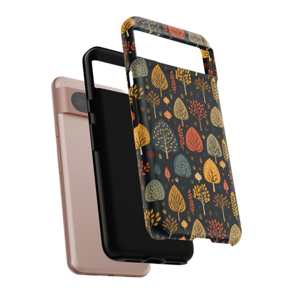 Mid-Century Mosaic: Dappled Leaves and Folk Imagery - Tough Phone Case