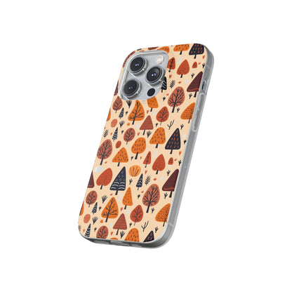 Terracotta Tree Tapestry: A Playful Autumn Mosaic - Flexible Phone Case