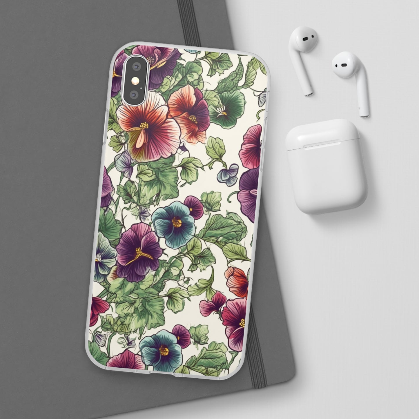 Watercolour Pansy Phone Case - Delicate Floral Elegance - Spring Collection - Flexi Cases Phone Case Pattern Symphony iPhone XS MAX  