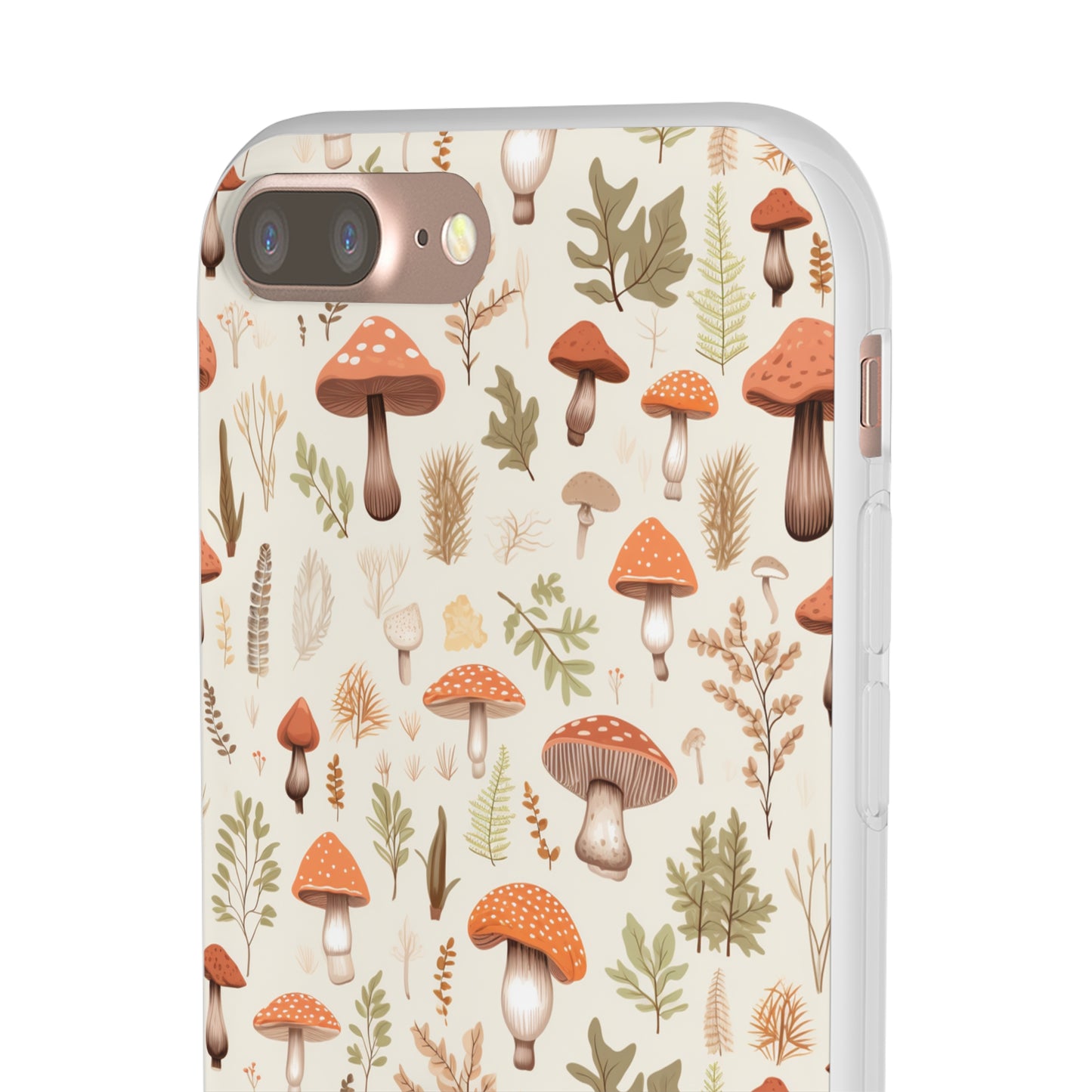 Mushroom Haven - Autumnal Tones Botanical illustration - Flexible Phone Case