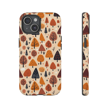 Terracotta Tree Tapestry: A Playful Autumn Mosaic - Tough Phone Case